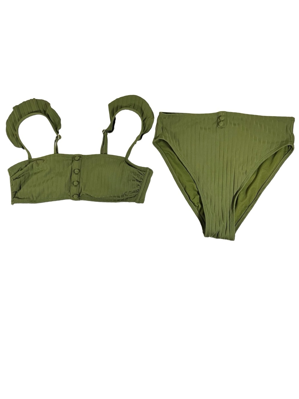 Xhilaration Olive Green Ribbed Bikini Top size L Bikini Bottom size M
